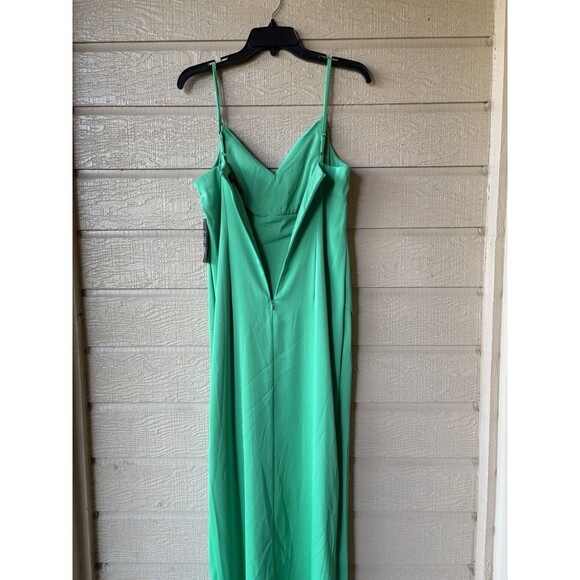 Aidan Mattox women Cowl Neck Satin Knit Long Column Gown size 2 Flora Green $220 - Picture 7 of 9